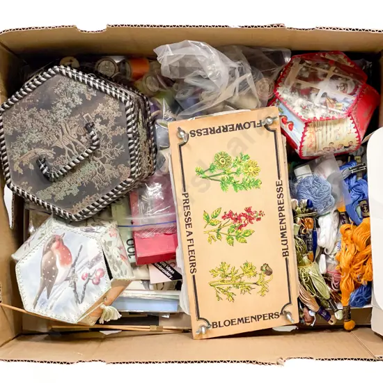 Qty Wooden Cotton Sewing Reels with Tapestry Cottons Sewing Patterns and Crafts