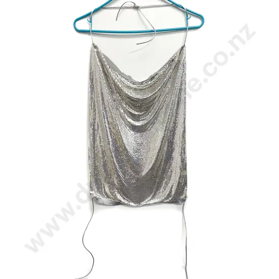 C1970's Disco Era Silver Mesh Bib By Whiting and Davis USA