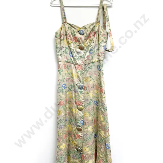 C1950s Floral Brocaded Sun Dress