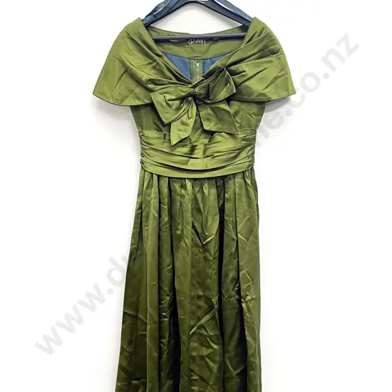 C1960s EL-Jay Green Satin Cocktail Dress