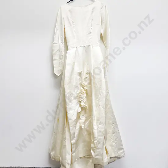 C1960s Cream Satin Wedding Gown