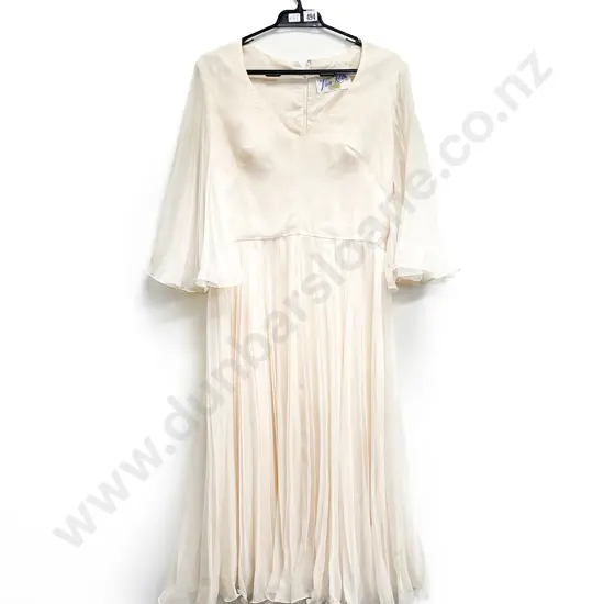 C1906s Van Roth Light Apricot Satin and Tulle Evening Gown