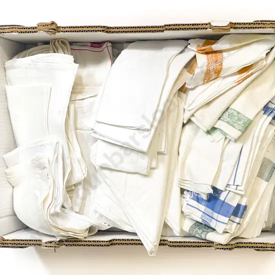 Two Vintage Damask Linen Table Cloths with an Assortment of Napkins