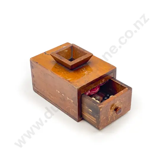 Vintage Wooden Ballot Box including Voting Beads