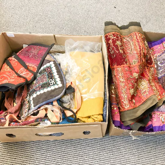 Two Indian Stump Works together with Assorted Linen & Materials etc