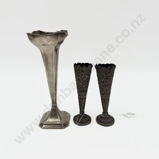S/S Specimen Vase and Pair of Unmarked Vases
