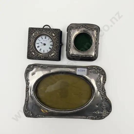 S/S Photo Frame together with Fob Watch & Two S/S Fob Watch Cases