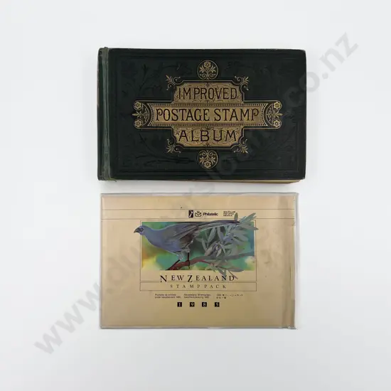 Vintage World Stamp Album together with NZ Stamp Pack