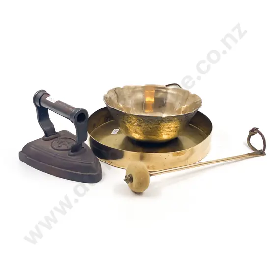 Brass Gong together with Flat Iron & Other
