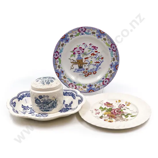 Four Pieces of Assorted Masons incl Blue & White Ginger Jar