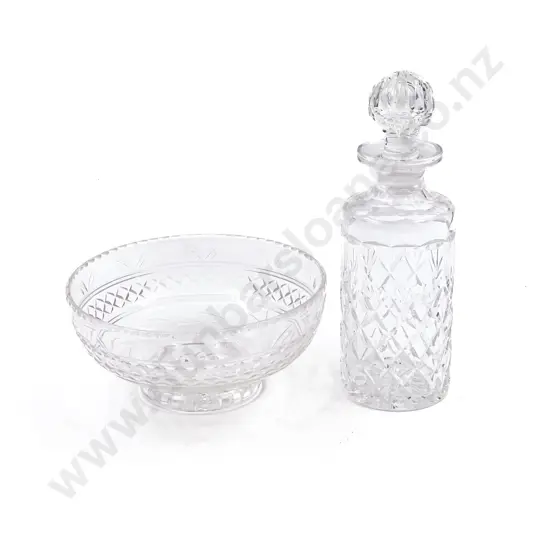 Webb & Corbett Crystal Decanter together with Stuart Crystal Fruit Bowl