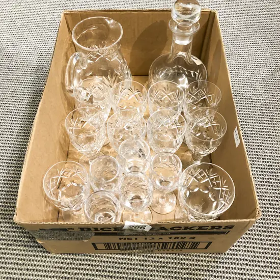 Box of Assorted Crystal & Glassware