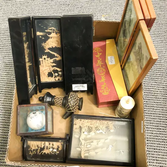 Box of Assorted Decorative Asian Ornaments