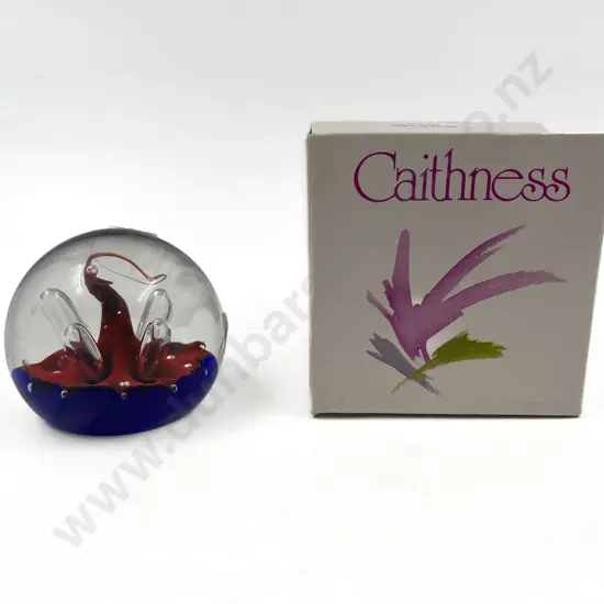 Boxed Caithness Art Glass Paperweight "Moonflower"