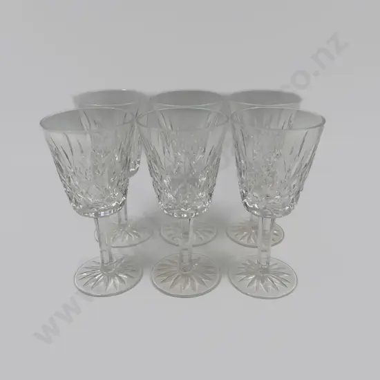 Six Waterford Crystal "Lismore" White Wine Glasses