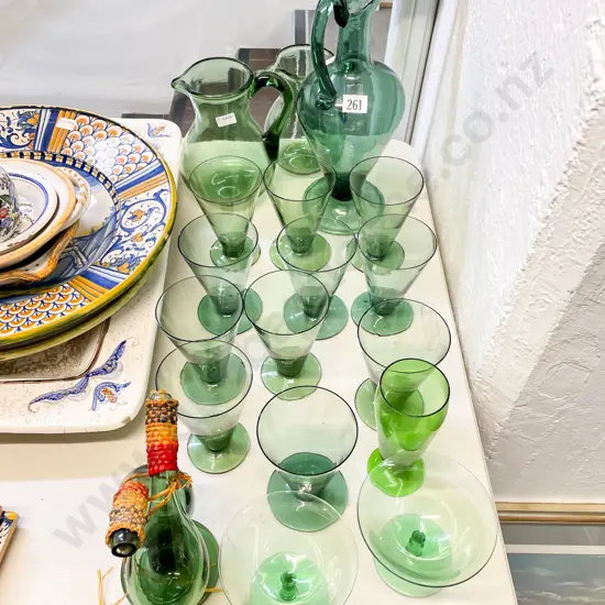 Quantity of Assorted Green Glassware