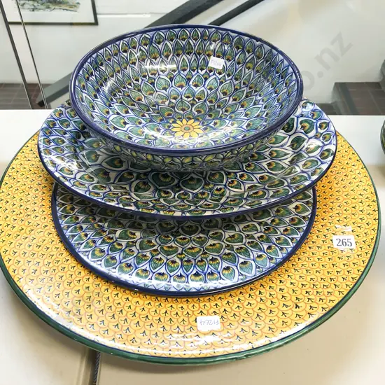 Large Italian Ceramic Charger & Three Other Decorative Italian Pieces