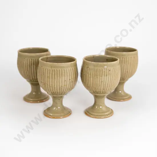 Four Mirek Smisek Pottery Goblets