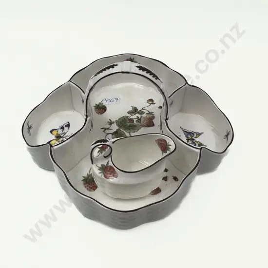 Coalport "Strawberry" Pattern Strawberry basket with Cream Jug