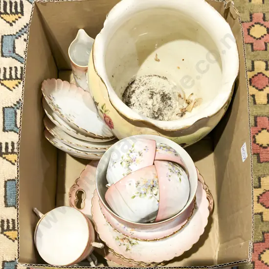 Box of Assorted Fancy China together with Jardiniere