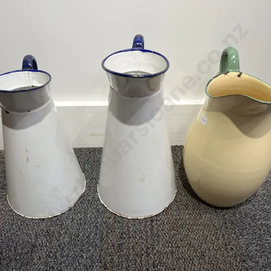 Three Assorted Enamel Jugs