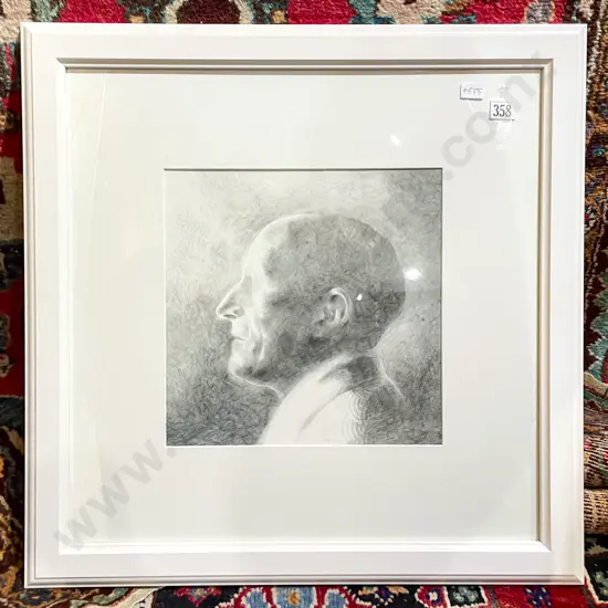 Indistinctly Signed Profile Portrait - Graphite on Paper