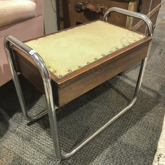 Lidded Compartment Stool on Chrome Base