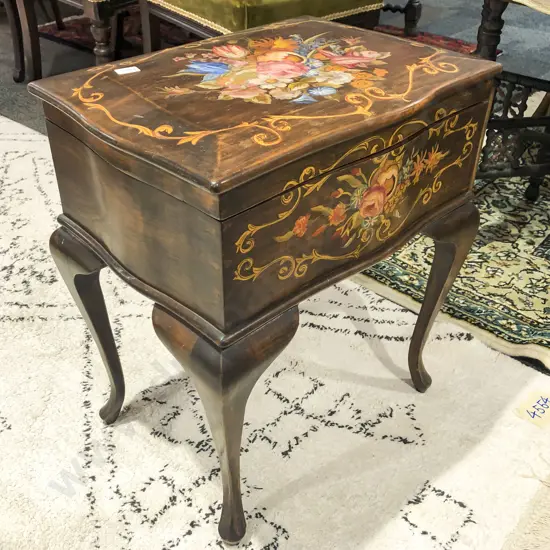 Hand Painted Vanity Box on Cabriole Legs