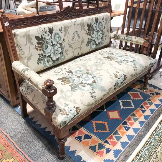 Victorian Upholstered Two Seater Settee