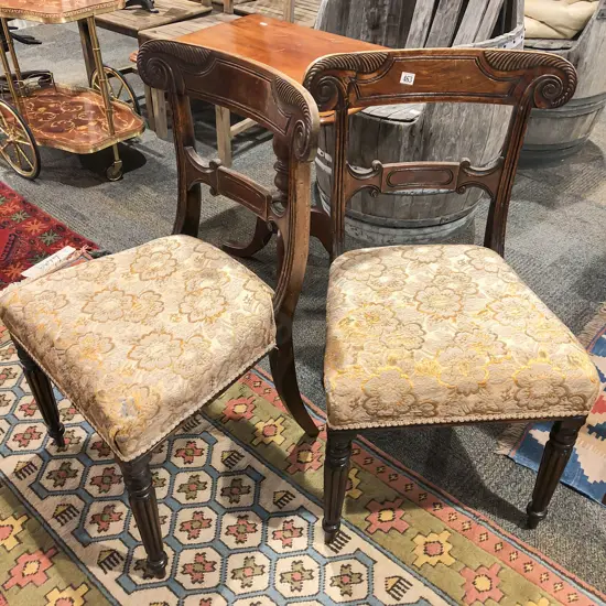 Pair of Antique Carved Mahogany Dining Chairs