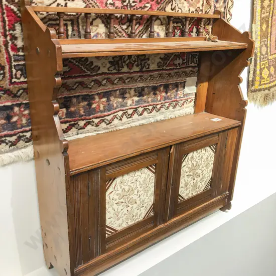 Late Vict Wall Cabinet With Ceramic Tiles to the Doors