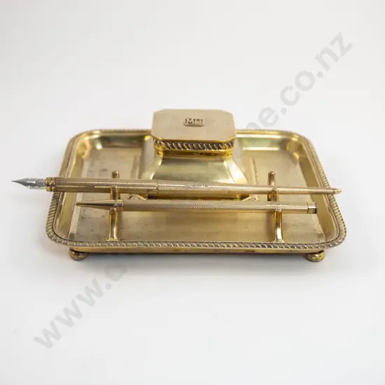 GeoV Asprey S/S Silver Gilt Desk Stand