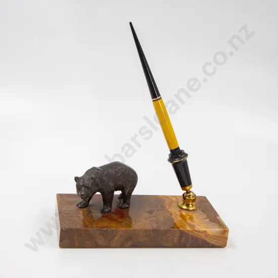 Mottled Marble and Bronze Desk Stand