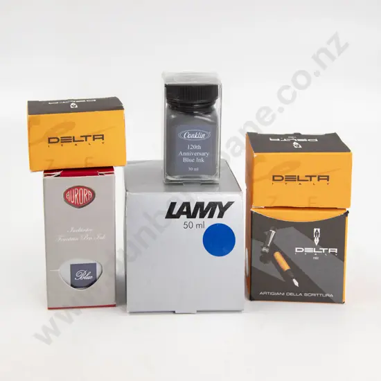 Six Assorted Bottles of Ink