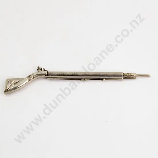 Edwardian White Metal Rifle Novelty Propelling Pencil/Tooth Pick