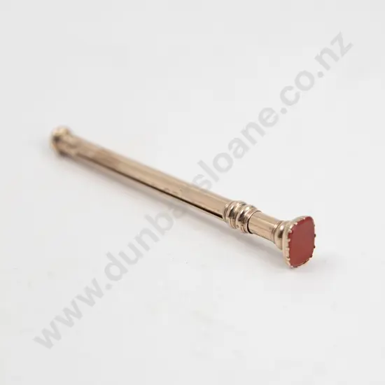 Victorian Unmarked 9ct Carnelian Seal Ended Pencil Holder