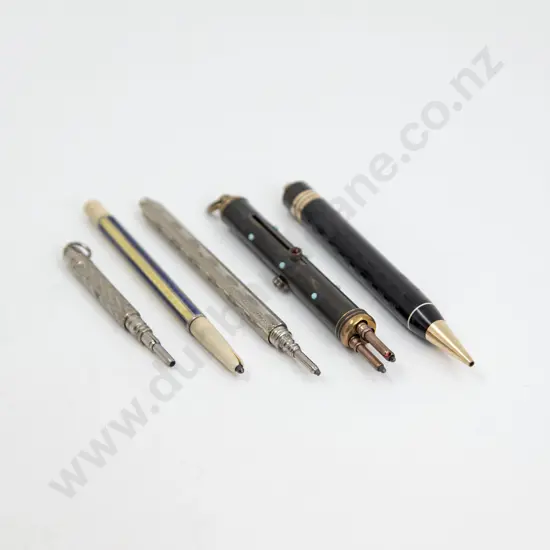 Victorian Gun-Metal Combination Propelling Pencil and Four Assorted