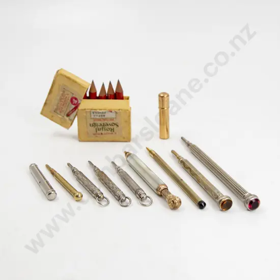 Eight Victorian and Later Silver and Gold Plated Propelling Pencils