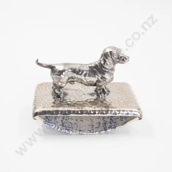 Art Deco WMF Silver Plate Ink Blotter with Dachshund Finial Mount