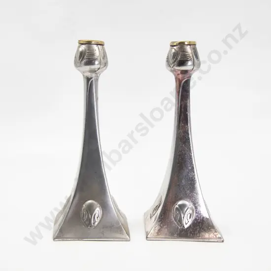 Pair Art Deco WMF Silver Plate Candlesticks