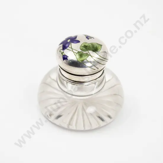 Late C19th European S/S and Enamel Covered Inkwell