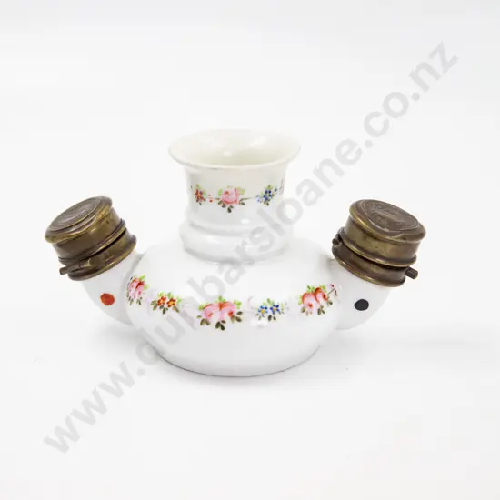 Late C19th  French White China Twin Ink Stand