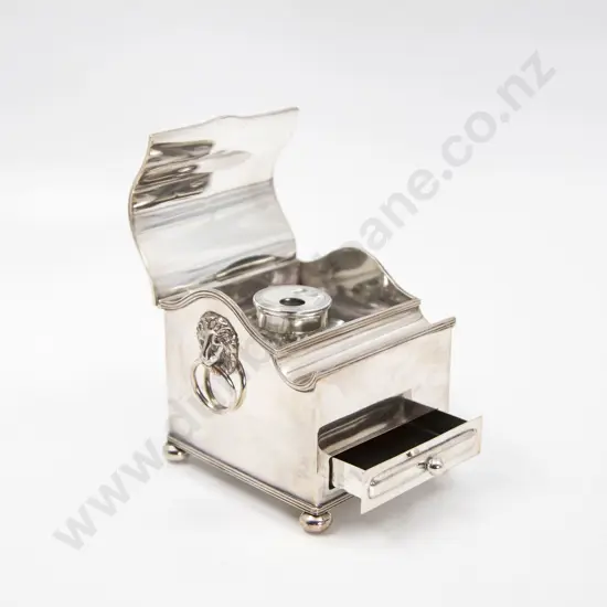 Late Victorian Silver Plate Ink Stand Scuttle