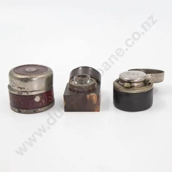 Two Early C20th Travel Locking Inkwells