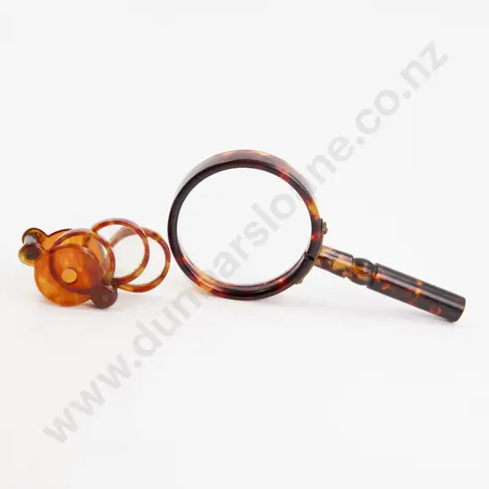 Early C20th Faux Tortoise Shell Framed Hand Held Magnify Glass