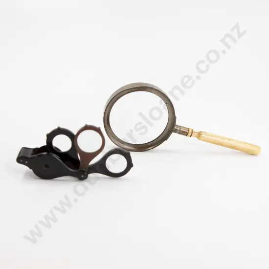 Victorian Brass and Bone Hand Held Magnify Glass