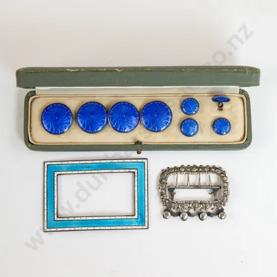 Late C19th .930 and Fine Guilloche Enamel Cased Buttons