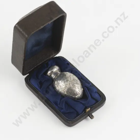 Victorian Original Boxed S/S Smelling Salts Phial formed as an Egg