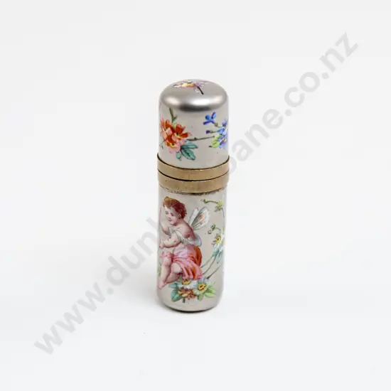 C19th French Silver and Enamel Scent Phial