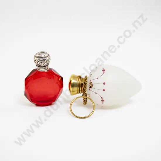 Victorian Cranberry Glass Smelling Salts Flask